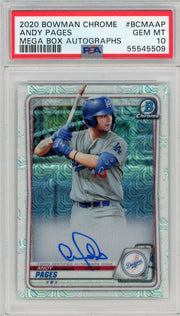 Andy Pages 2020 Bowman Chrome Mega Box/Mojo autograph PSA 10