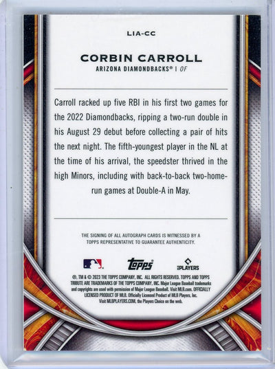 Corbin Carroll 2023 Topps Tribute autograph rookie card #'d 91/99