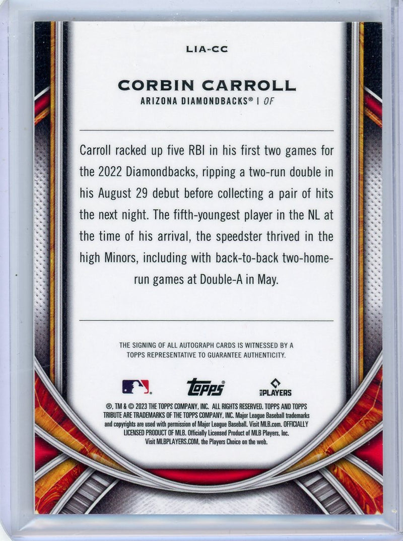 Corbin Carroll 2023 Topps Tribute autograph rookie card 