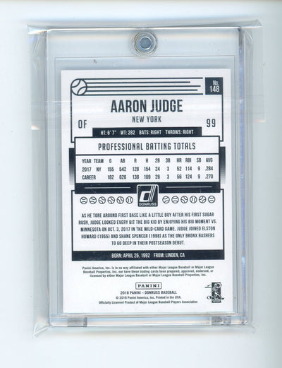 Aaron Judge 2018 Panini Donruss in-person autograph PSA 7 AUTO 10