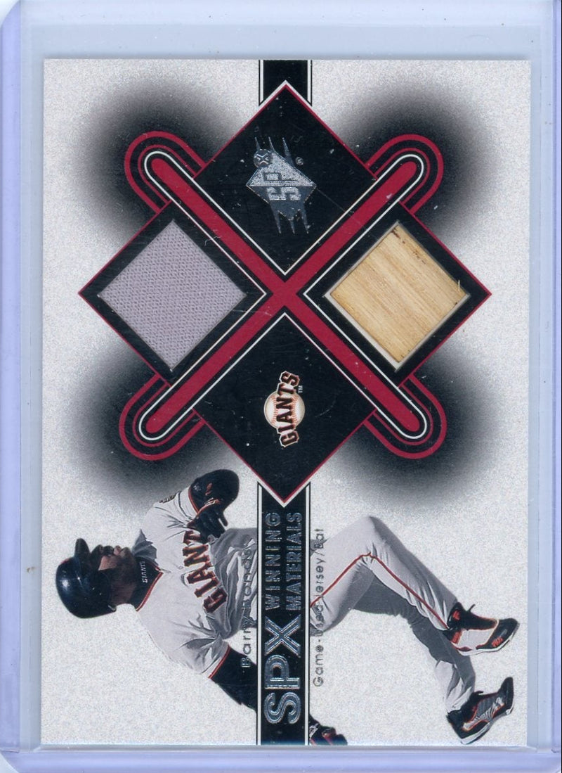 Barry Bonds 2001 Upper Deck SPx Winning Materials jersey bat dual relic