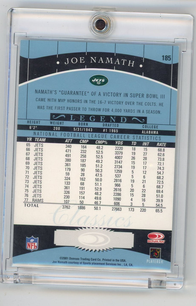 Joe Namath 2001 Donruss Classics Significant Signatures autograph