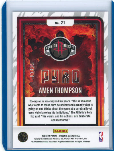 Amen Thompson 2023 Panini Phoenix Pyro Blue Scope Rookie #'d 07/35