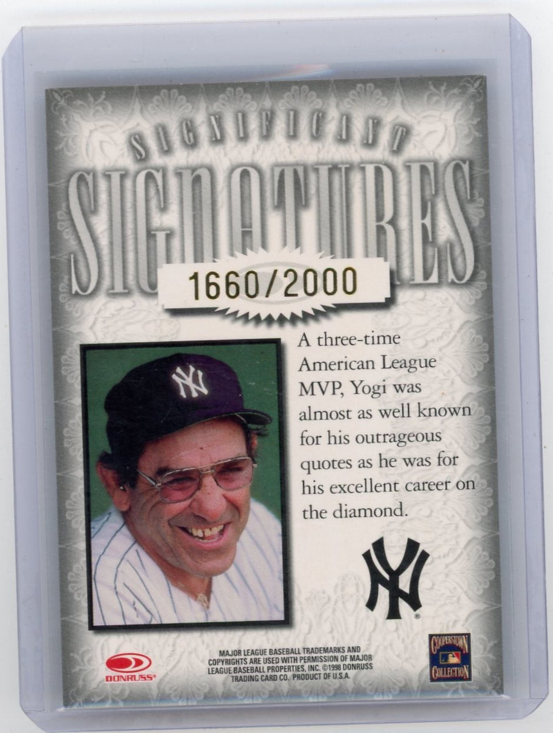 Yogi Berra 1998 Donruss Significant Signatures autograph 