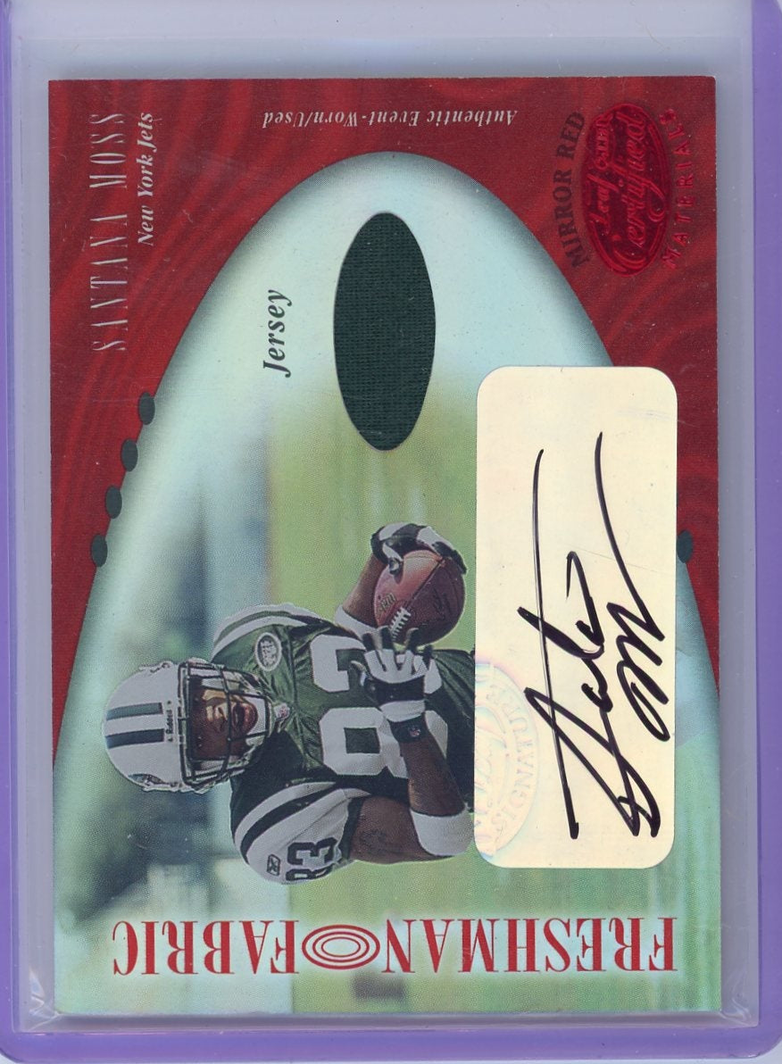 Santana Moss 2001 Donruss Leaf Certified Freshman Fabric RPA #'d 039/150