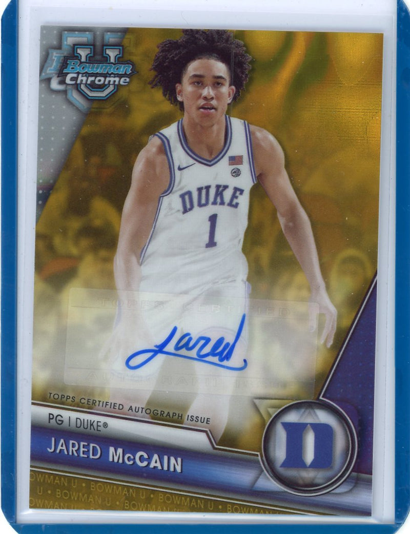 Jared McCain 2024 Bowman Chrome University Gold Autograph 