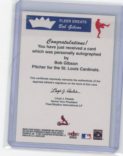Bob Gibson 2001-02 Fleer Greats autograph