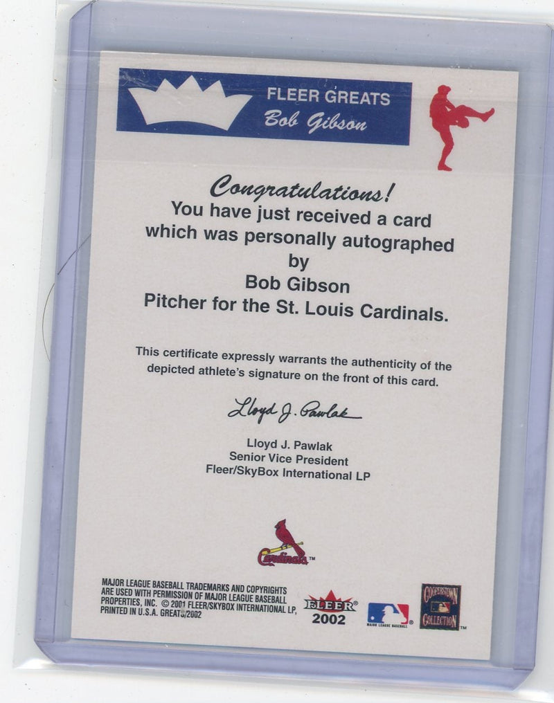 Bob Gibson 2001-02 Fleer Greats autograph