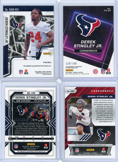 Derek Stingley Jr. 4-card autograph rookie card lot