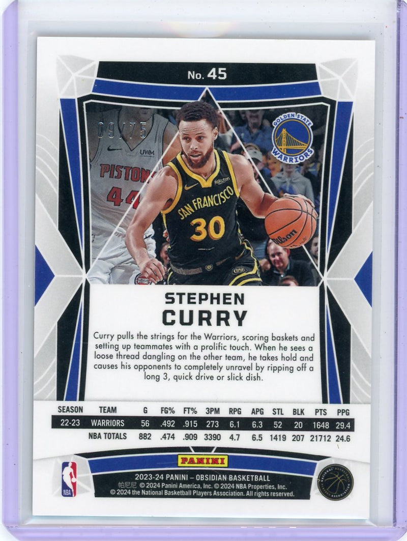 Stephen Curry 2023 Panini Obsidian Reggae Flood 