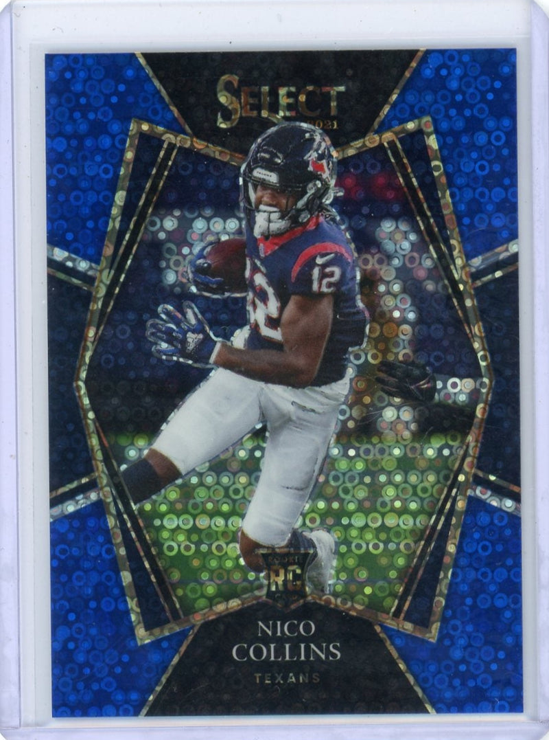 Nico Collins 2021 Panini Select Blue Disco Premier Level Rookie 