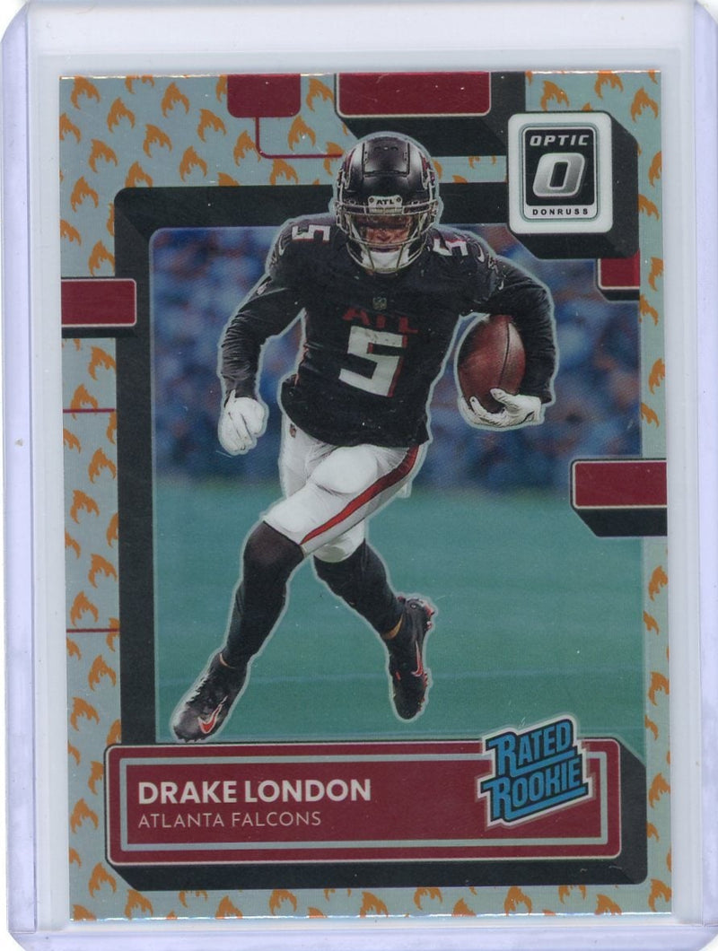 Drake London 2022 Panini Donruss Optic Fire Emoji Rookie