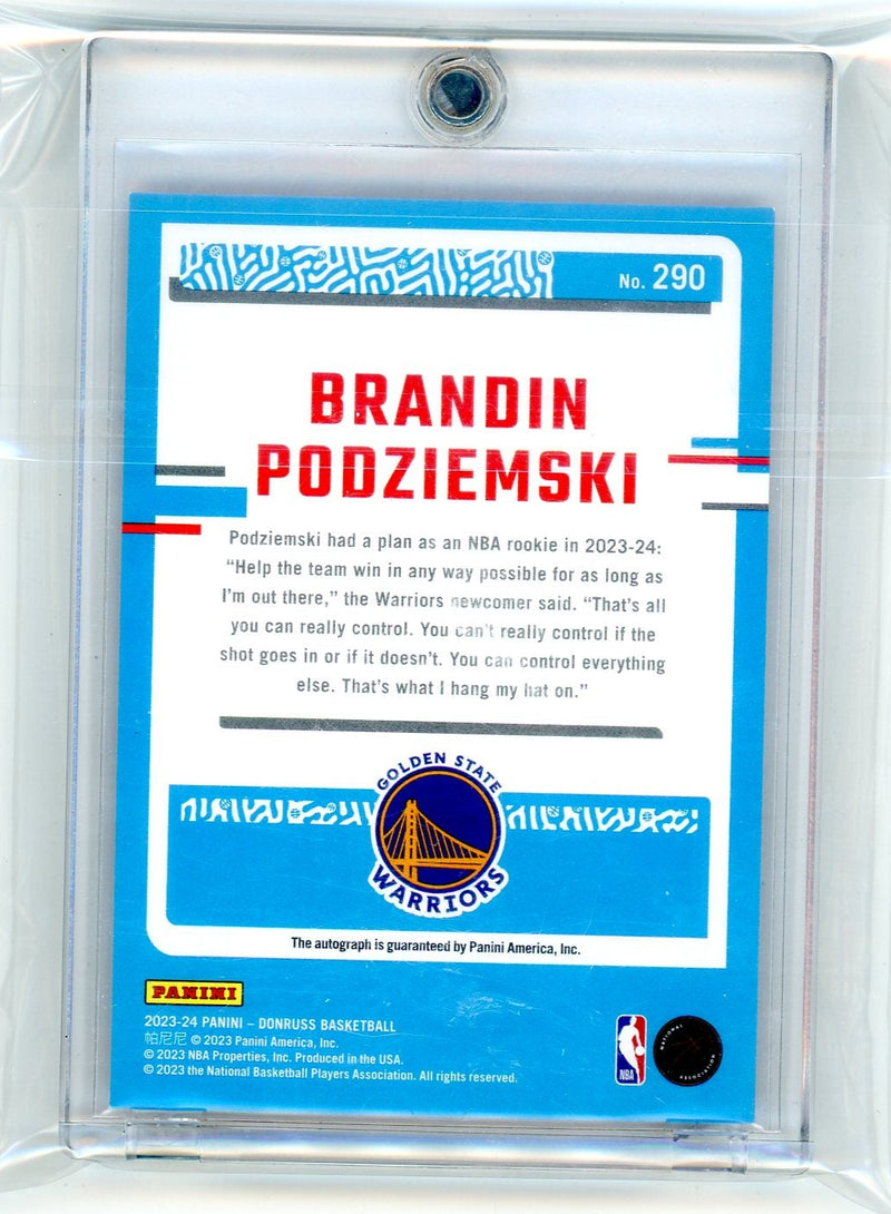 Brandin Podziemski 2023-24 Panini Donruss red laser autograph rookie card 