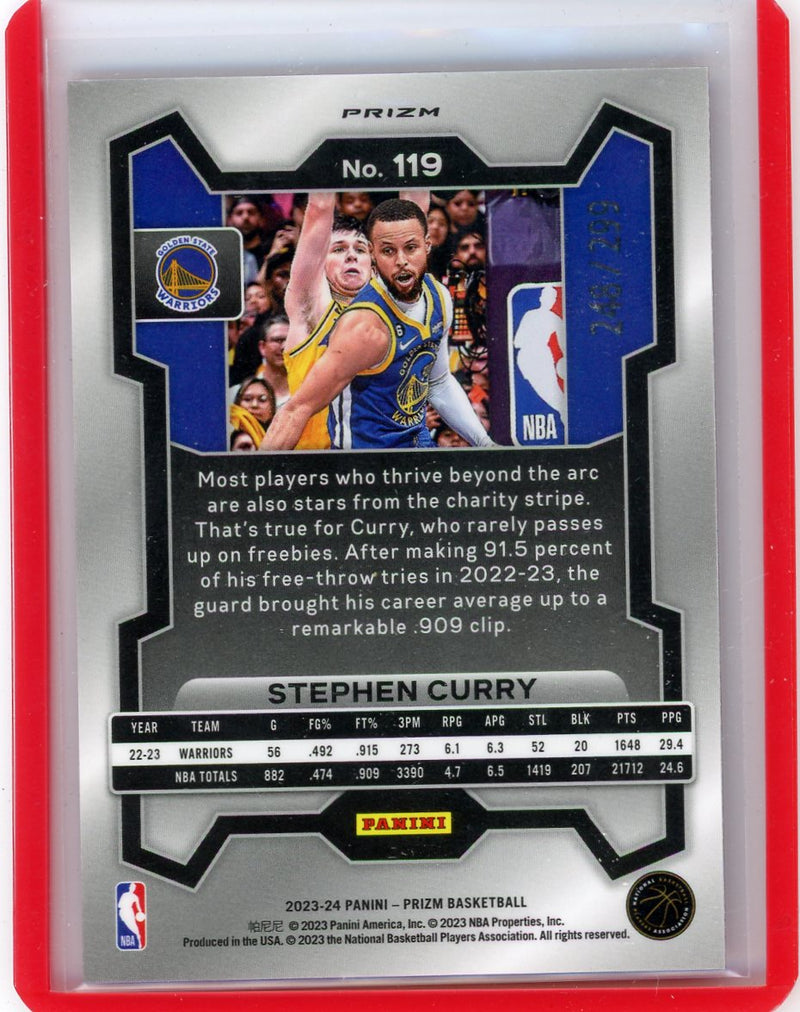 Steph Curry 2023-24 Panini Prizm red seismic prizm 