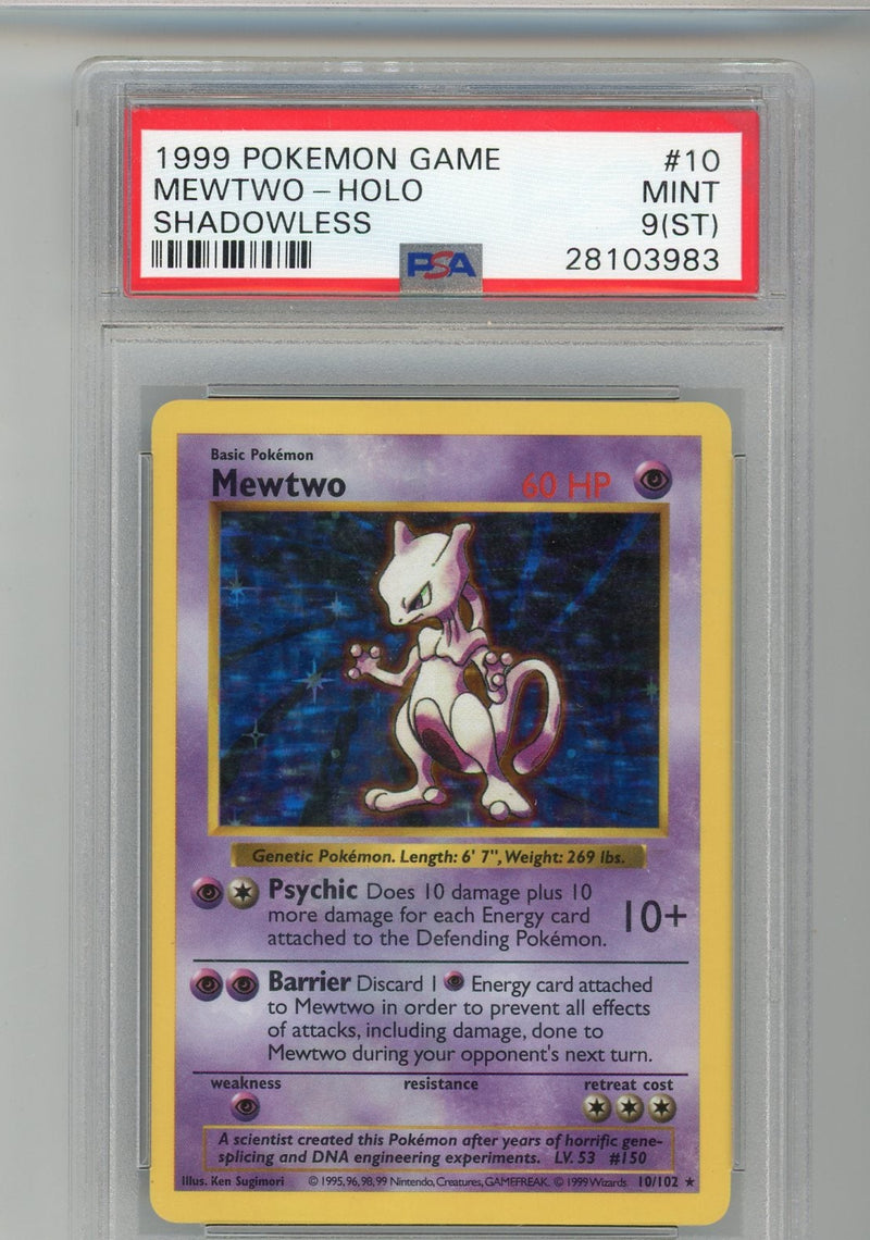 Mewtwo 1999 Pokémon Game Shadowless Holo PSA 9 (ST)