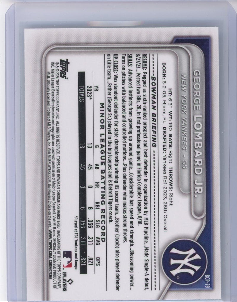 George Lombard Jr. 2024 1st Bowman Chrome mojo refractor