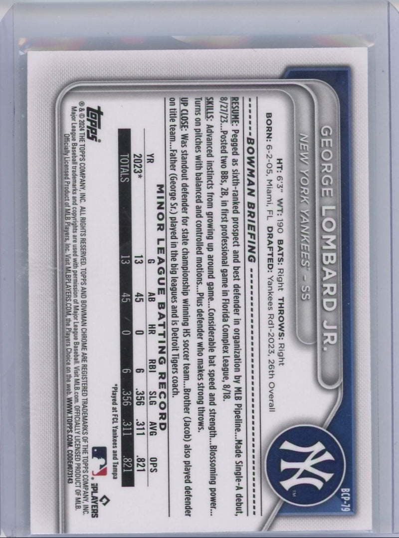 George Lombard Jr. 2024 1st Bowman Chrome