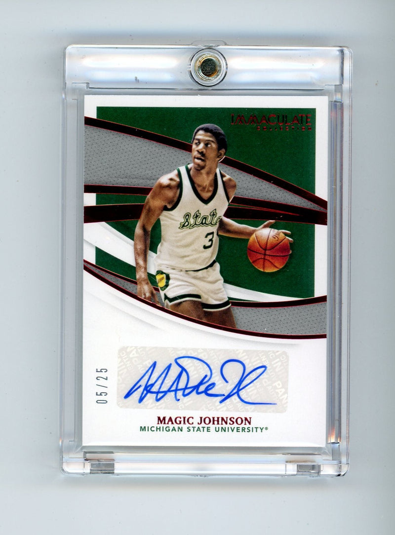 Magic Johnson 2021 Panini Immaculate Collegiate autograph red 