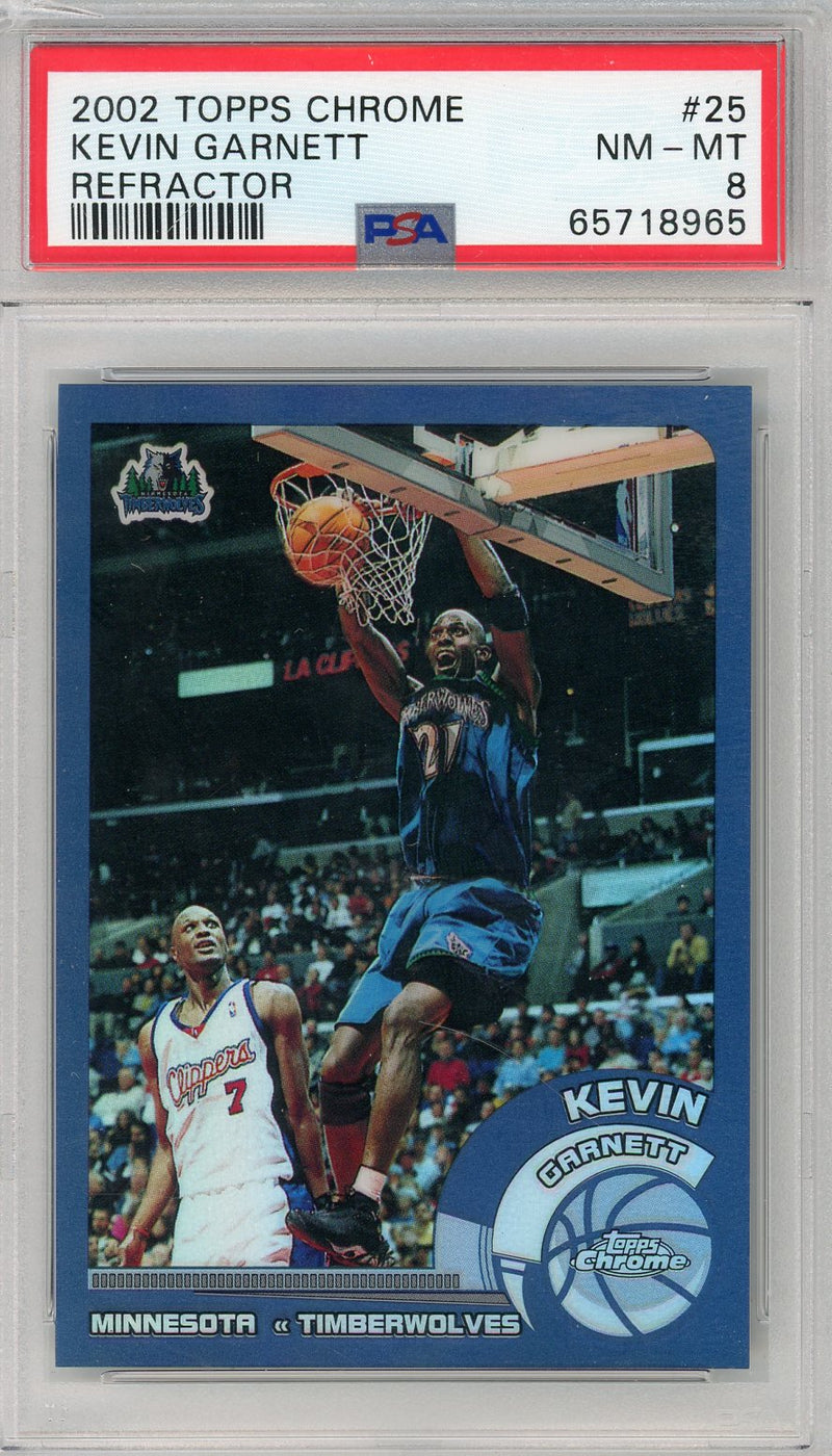 Kevin Garnett 2002 Topps Chrome refractor PSA 8