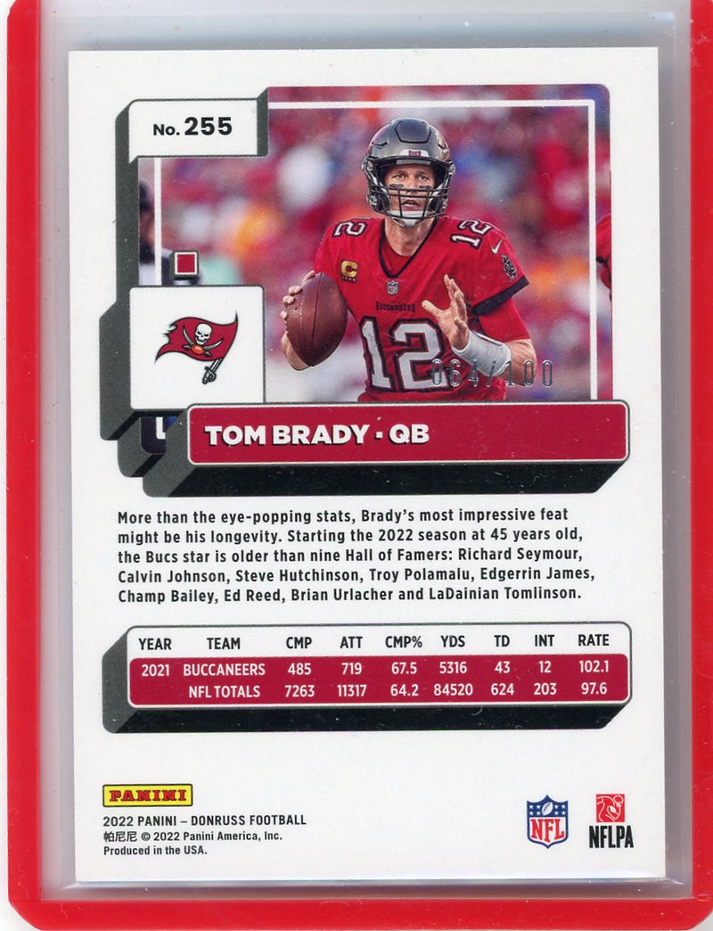 Tom Brady 2022 Panini Donruss silver holo press proof