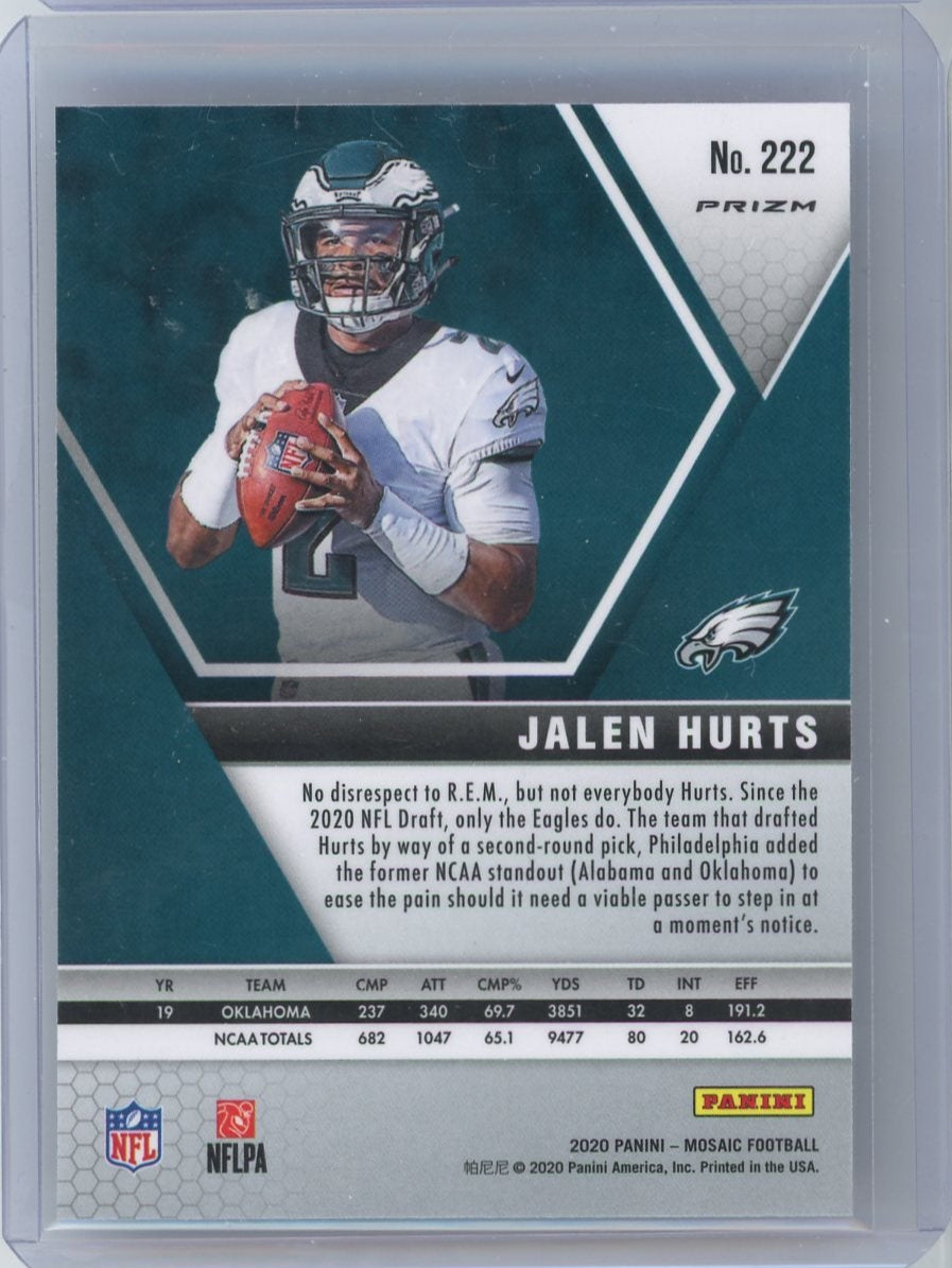 Jalen Hurts 2020 Panini Mosaic pink mosaic prizm rookie card