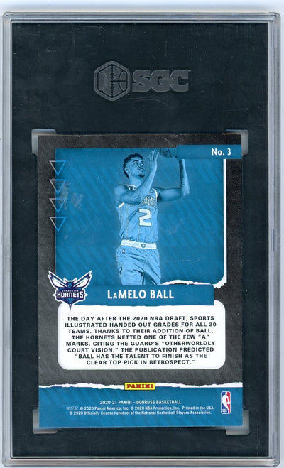 Lamelo Ball 2020-21 Panini Donruss Great X-Pectations green flood rc SGC 10