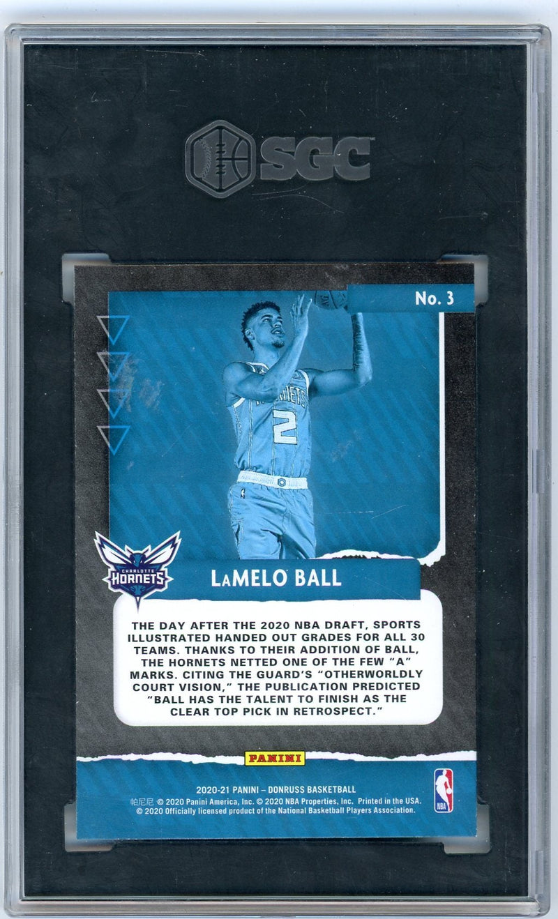 Lamelo Ball 2020-21 Panini Donruss Great X-Pectations green flood rc SGC 10