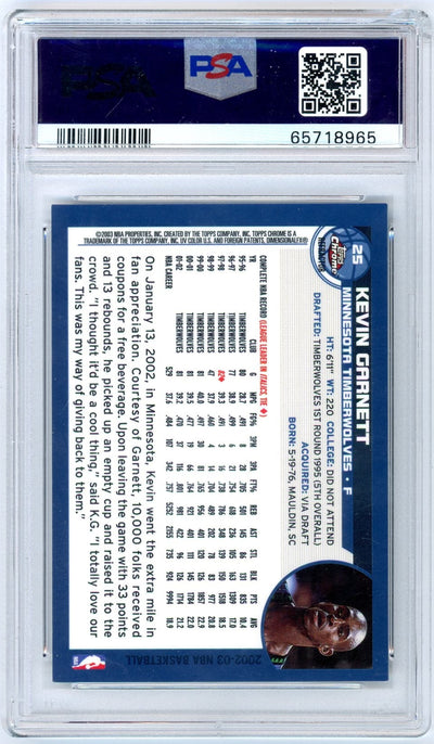 Kevin Garnett 2002 Topps Chrome refractor PSA 8