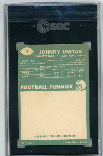 Johnny Unitas 1960 Topps #1 SGC 5