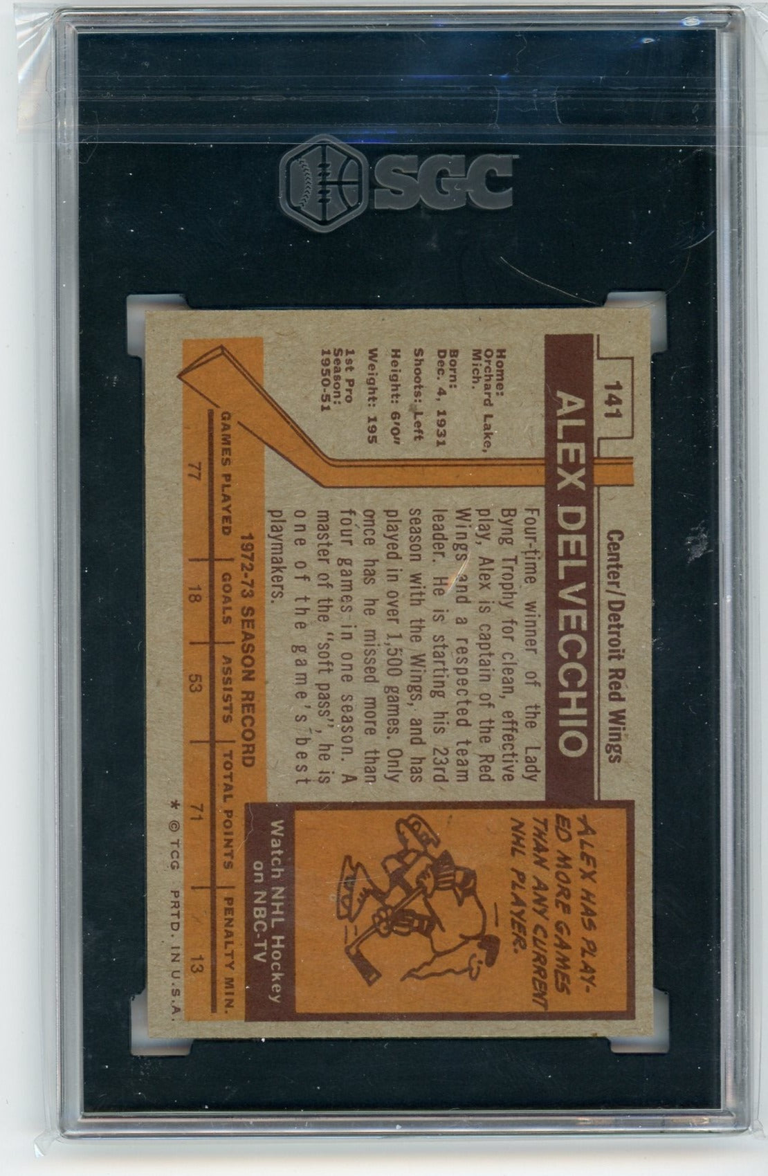 Alex Delvecchio 1973-74 Topps #141 SGC 6.5