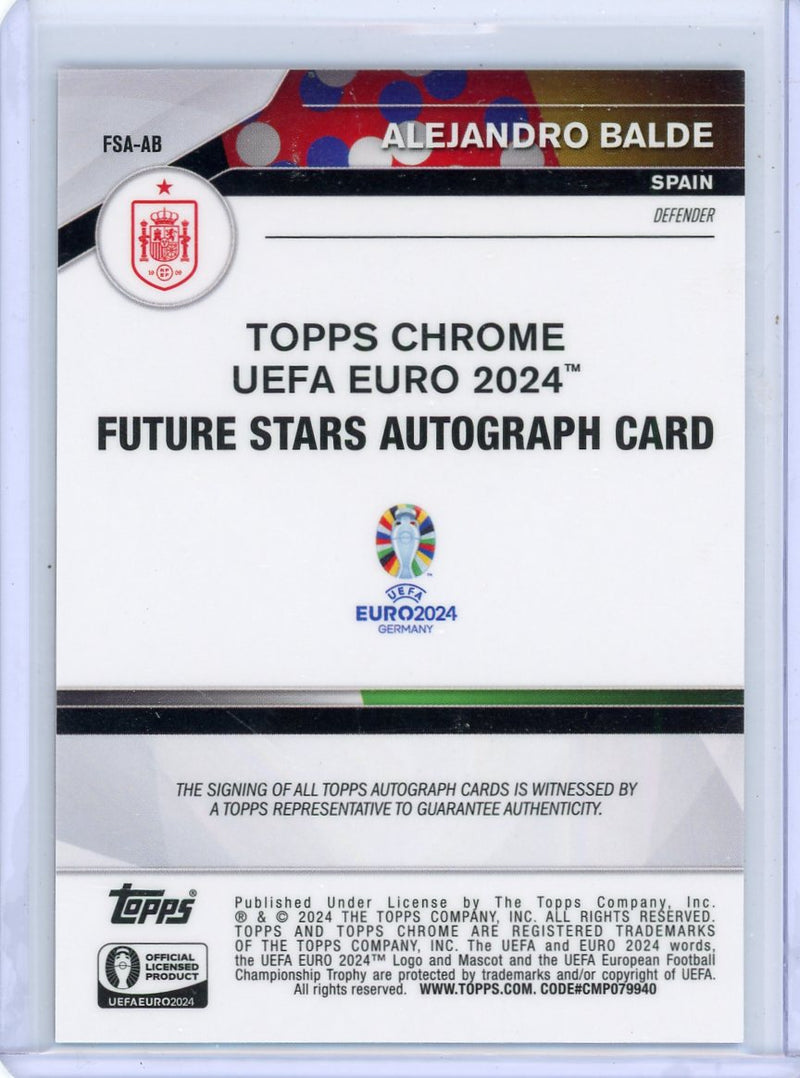 Alejandro Balde 2024 Topps Chrome Euro Future Stars autograph