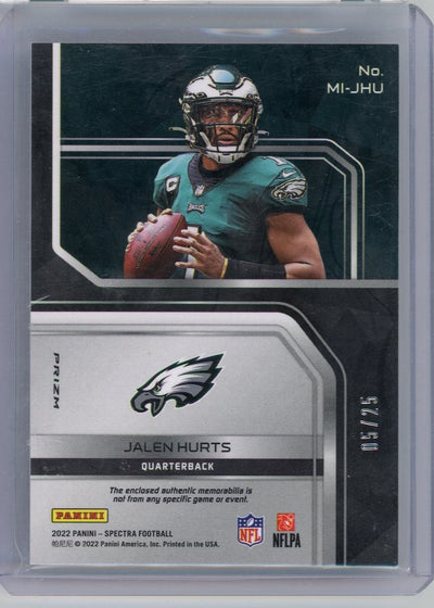 Jalen Hurts 2022 Panini Spectra Max Impact relic #'d 05/25