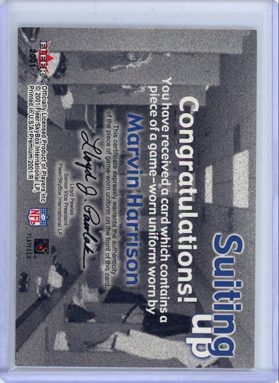 Marvin Harrison 2001 Fleer Premium Suiting Up game-used jersey relic