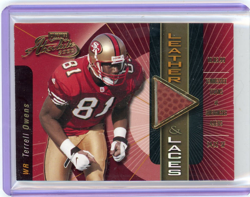 Terrell Owens 2000 Playoff Absolute Leather & Laces football relic 