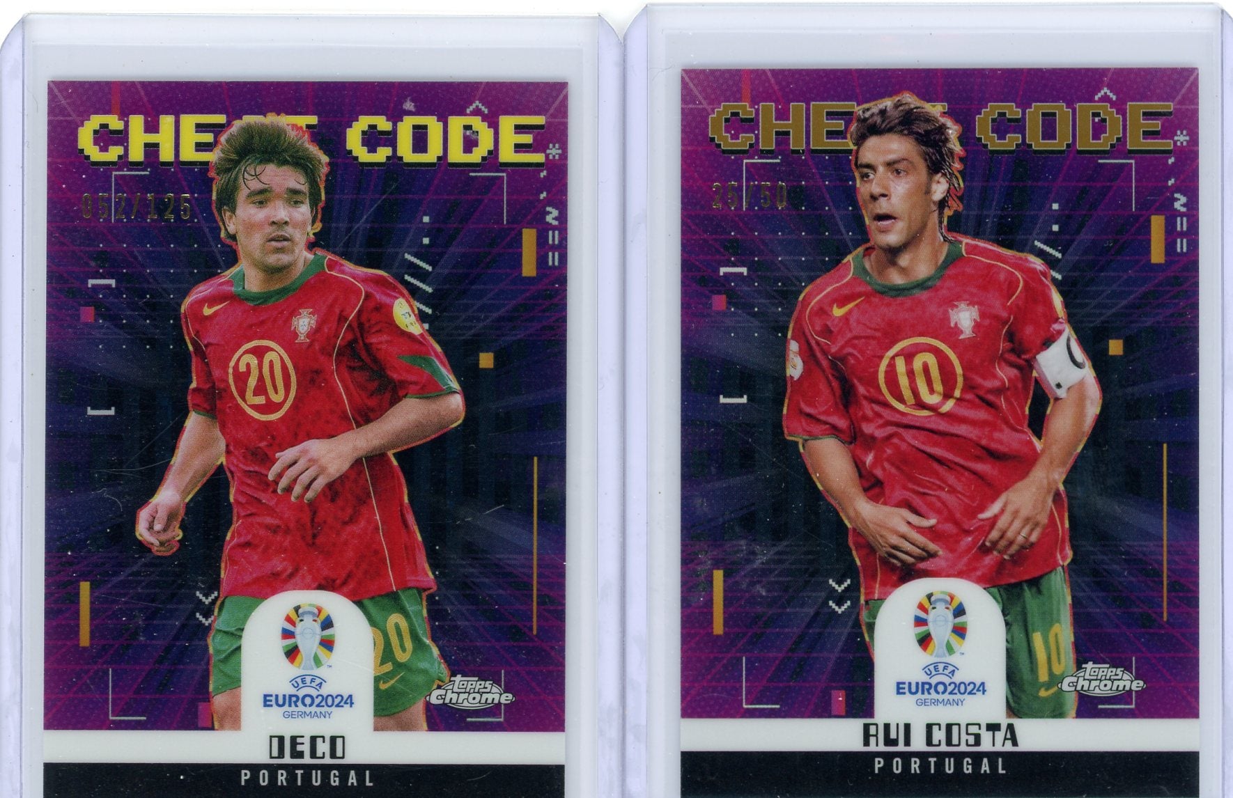 Rui Costa 2024 Topps Chrome Euro Cheat Code /50 + Deco /125 (2-card lot)