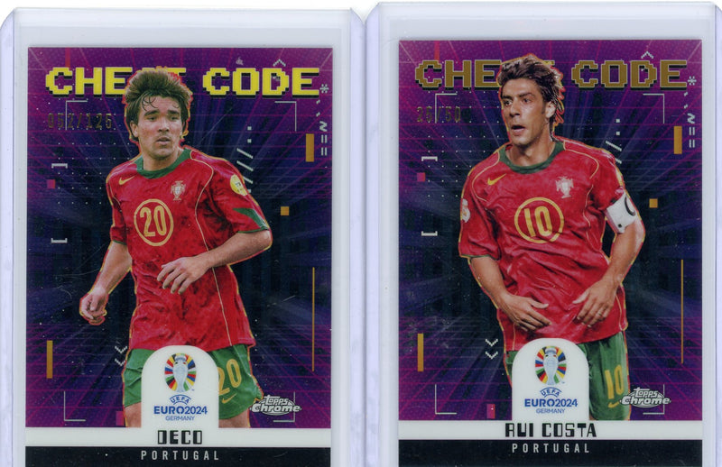 Rui Costa 2024 Topps Chrome Euro Cheat Code /50 + Deco /125 (2-card lot)