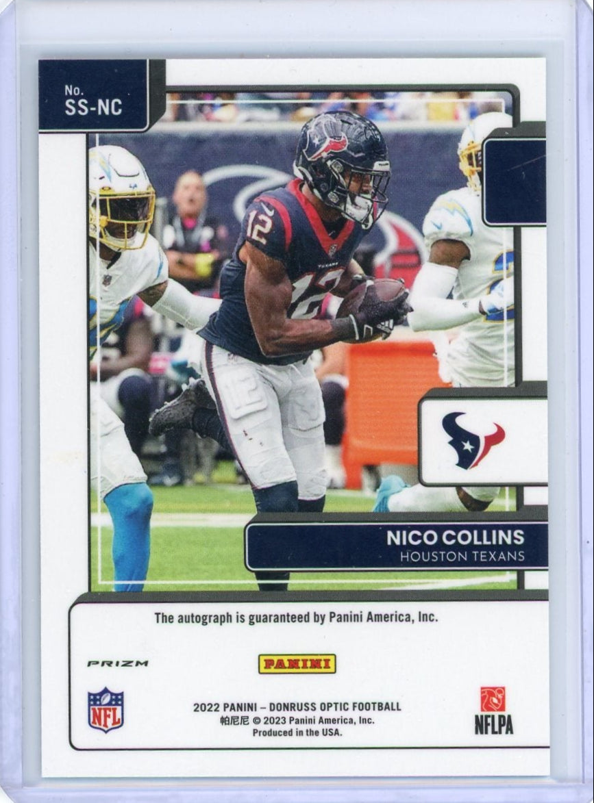 Nico Collins 2022 Panini Donruss Optic Signature Series Holo Autograph