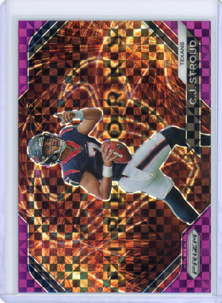 CJ Stroud 2023 Panini Prizm Fireworks Purple Power Rookie #'d 39/49