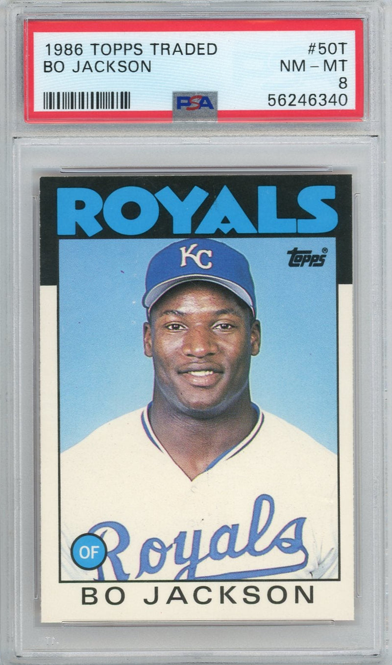 Bo Jackson 1986 Topps Traded rookie card PSA 8