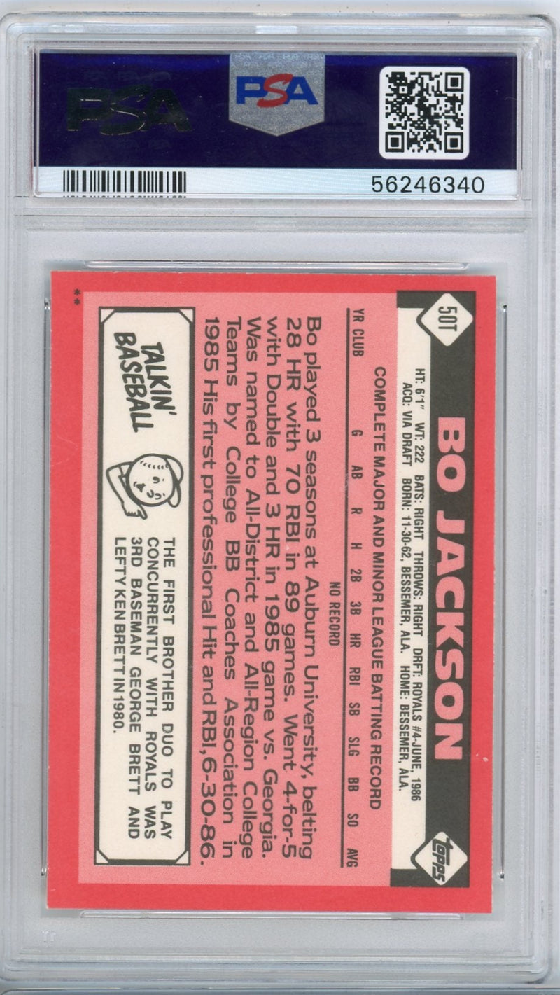 Bo Jackson 1986 Topps Traded rookie card PSA 8