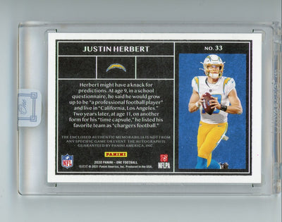 Justin Herbert 2020 Panini One RPA #'d 35/99