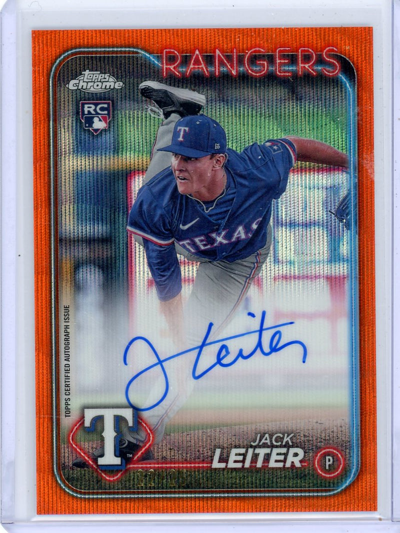 Jack Leiter 2024 Topps Chrome Update Orange Wave ref. autograph rookie card 