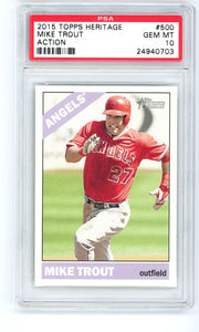 Mike Trout 2015 Topps Heritage Action #500 PSA 10