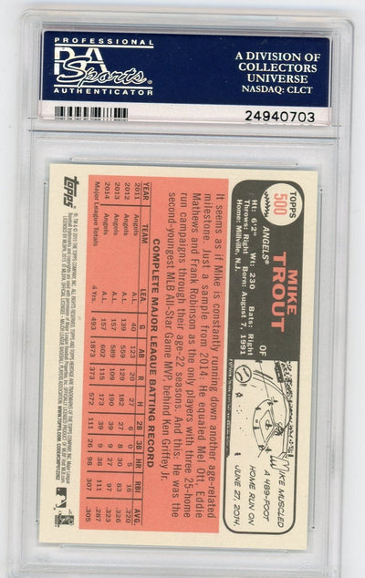 Mike Trout 2015 Topps Heritage Action #500 PSA 10