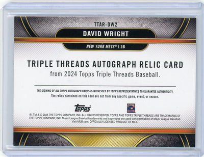 David Wright 2024 Topps Triple Threads autograph bat relic #'d 05/18