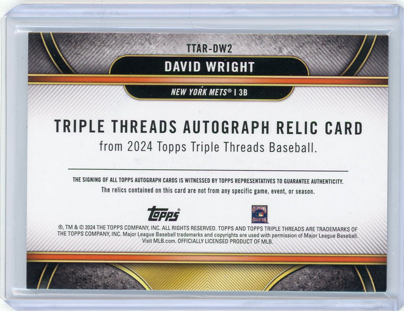 David Wright 2024 Topps Triple Threads autograph bat relic 