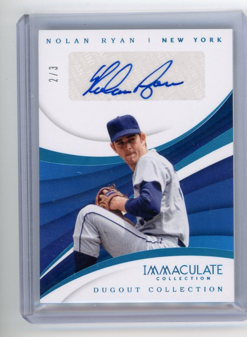 Nolan Ryan 2018 Panini Immaculate Dugout Collection Blue Autograph 