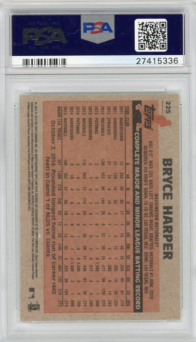 Bryce Harper 2015 Topps Archives #225 PSA 10