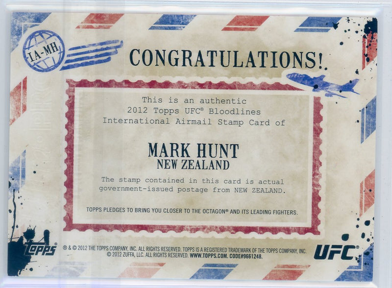 Mark Hunt 2012 Topps UFC Bloodlines International Airmail 