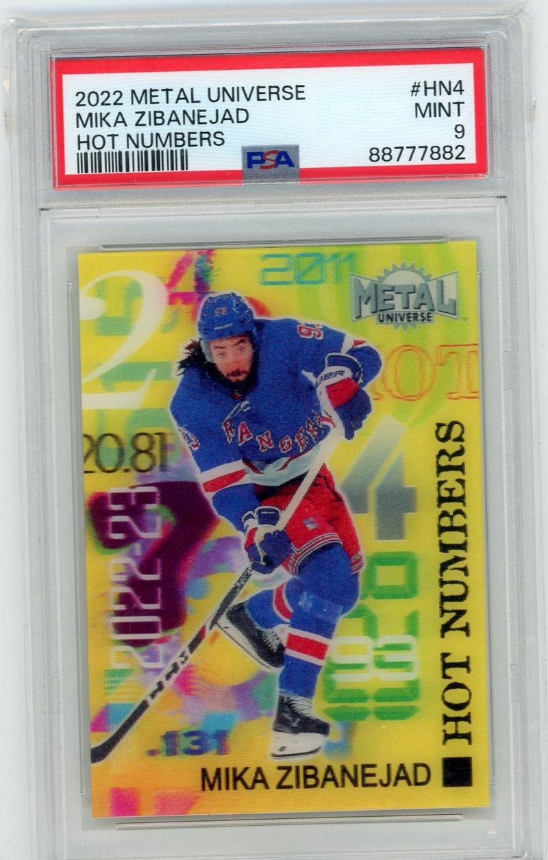 Mika Zibanejad 2022 Metal Universe Hot Numbers PSA 9